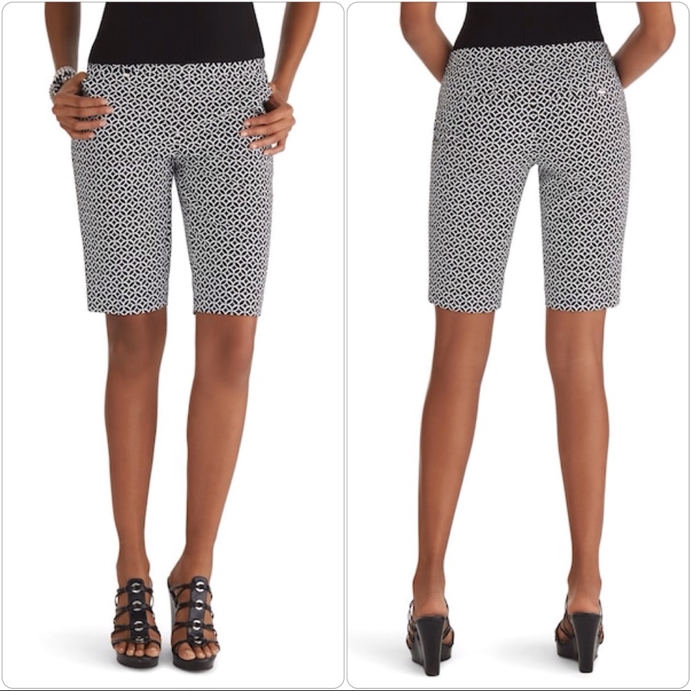 WHBM Geometric Printed Black and White Bermuda Shorts Sz 4